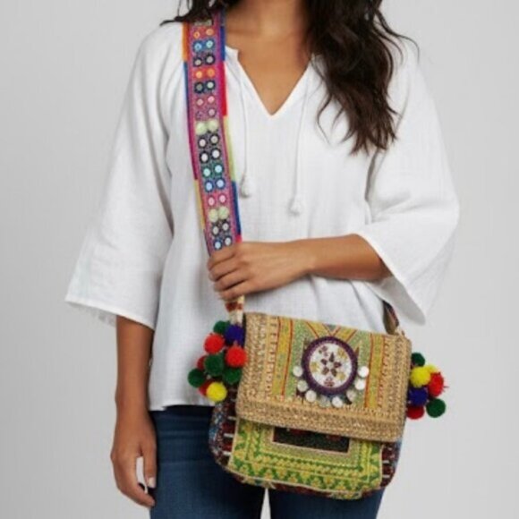 Multi-color Women's Boho Messenger Bag Crossbody Bag Medium - Picture 1 of 13
